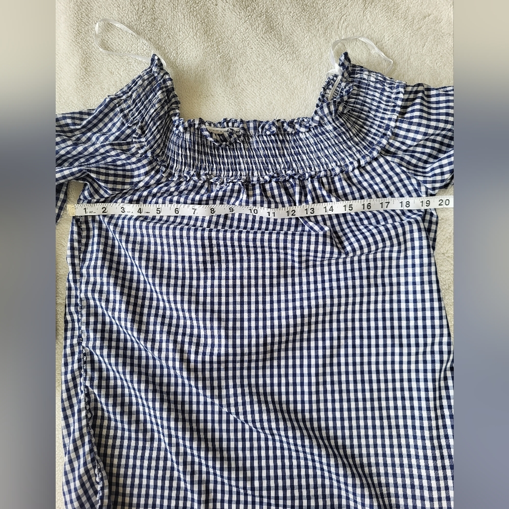 Blue Gingham "Off Shoulder or Not" Dress or Oversize Top Size XL by Style House - Picture 3 of 6